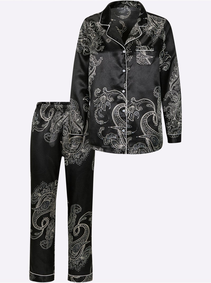 Pyjama Satin - Taille Standard - Witt Noir Blanc - Kiabi