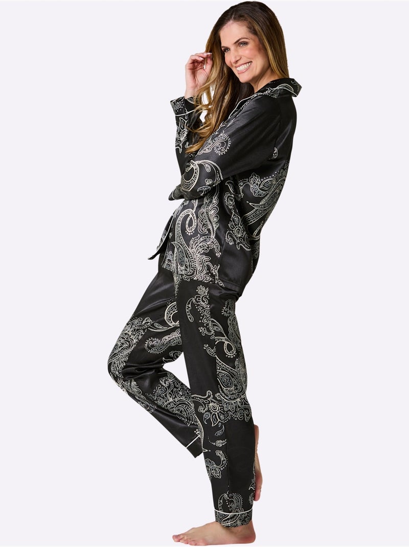 Pyjama Satin - Taille Standard - Witt Noir Blanc - Kiabi