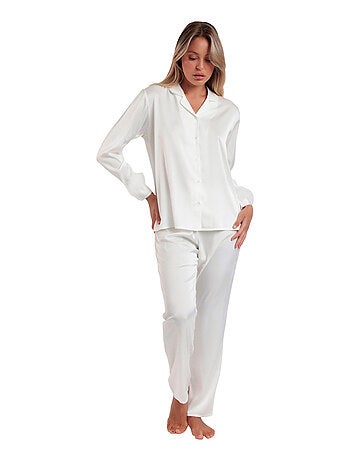 Pyjama satin chemise et pantalon plumes amovibles Plumas Marabu Luxe