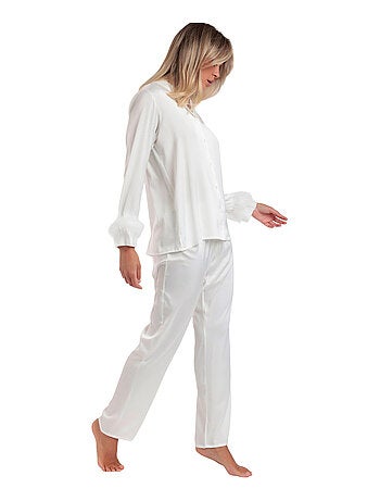 Pyjama satin chemise et pantalon plumes amovibles Plumas Marabu Luxe