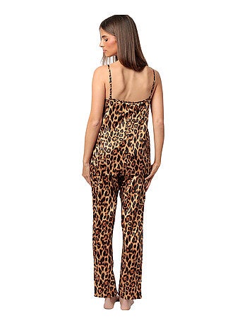 Pyjama satin pantalon caraco Glam Leopard