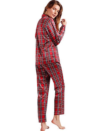Pyjama satin pantalon chemise manches longues Scottish Fashion