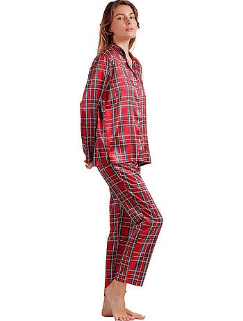 Pyjama satin pantalon chemise manches longues Scottish Fashion
