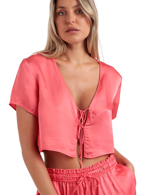 Pyjama satin short camisole à nouer Sweet Luxe - Kiabi