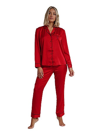 Pyjama satin tenue d'intérieur chemise et pantalon Classic