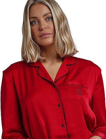 Pyjama satin tenue d'intérieur chemise et pantalon Classic