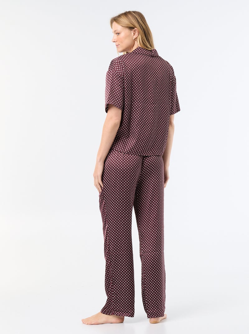 Pyjama satiné imprimé Rouge - Kiabi