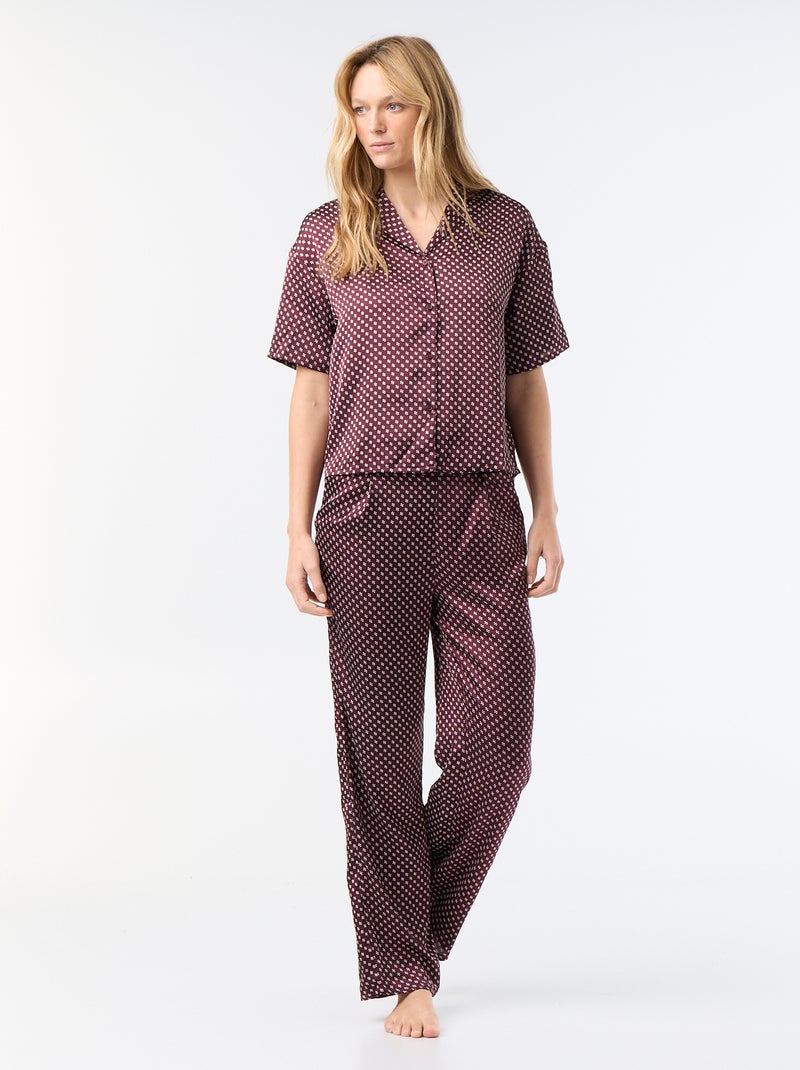 Pyjama satiné imprimé Rouge - Kiabi