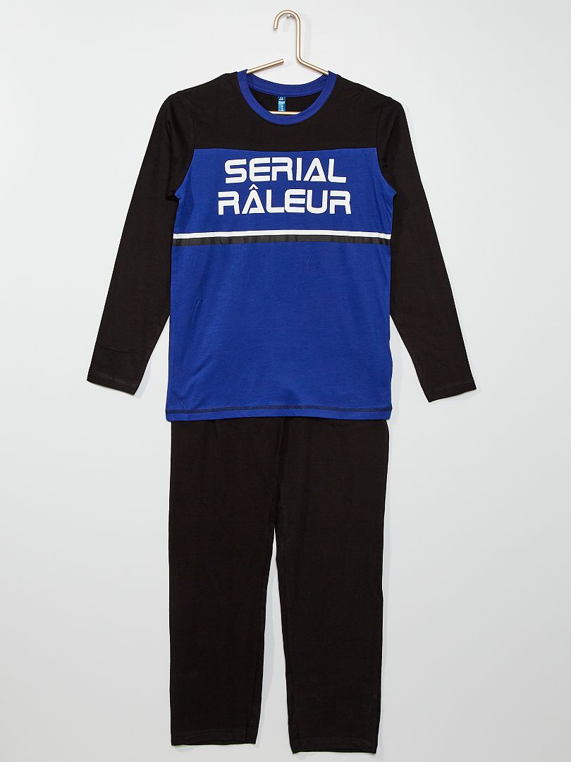 Pyjama 'Serial Râleur' noir/bleu - Kiabi