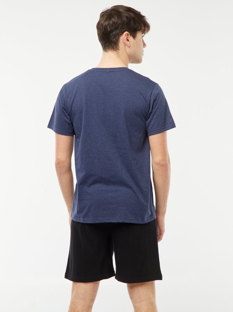 Pyjama short 2 pièces à message Bleu marine - Kiabi