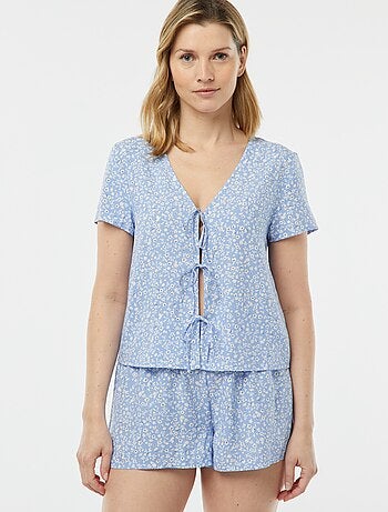 Pyjama short 2 pièces avec tee-shirt noué