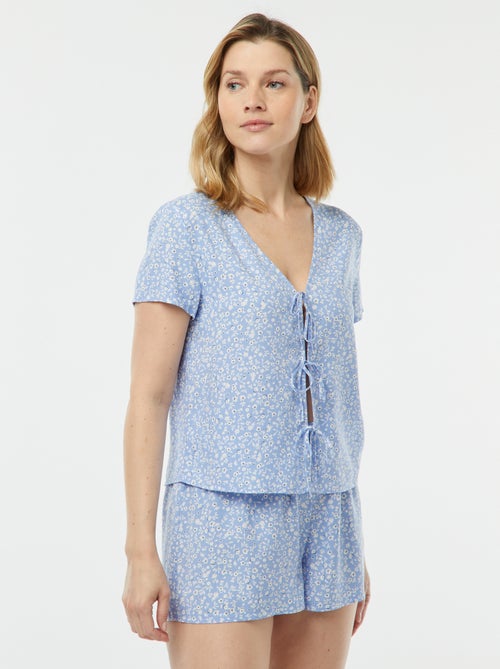 Pyjama short 2 pièces avec tee-shirt noué - Kiabi