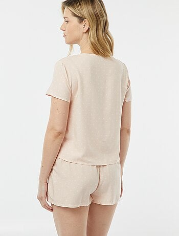 Pyjama short 2 pièces avec tee-shirt noué