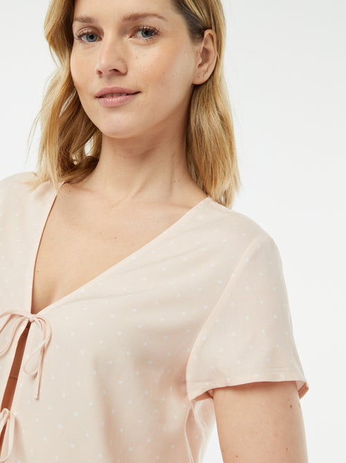 Pyjama short 2 pièces avec tee-shirt noué - Kiabi