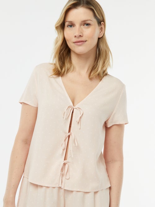 Pyjama short 2 pièces avec tee-shirt noué - Kiabi