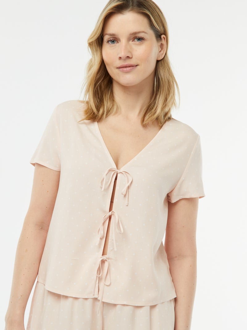 Pyjama short 2 pièces avec tee-shirt noué Rose - Kiabi