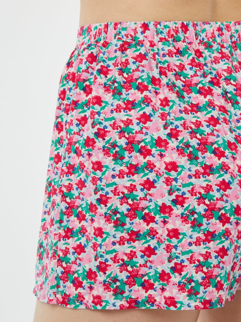 Pyjama short 2 pièces avec tee-shirt noué Rose fleuri - Kiabi