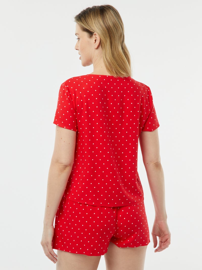 Pyjama short 2 pièces avec tee-shirt noué Rouge - Kiabi