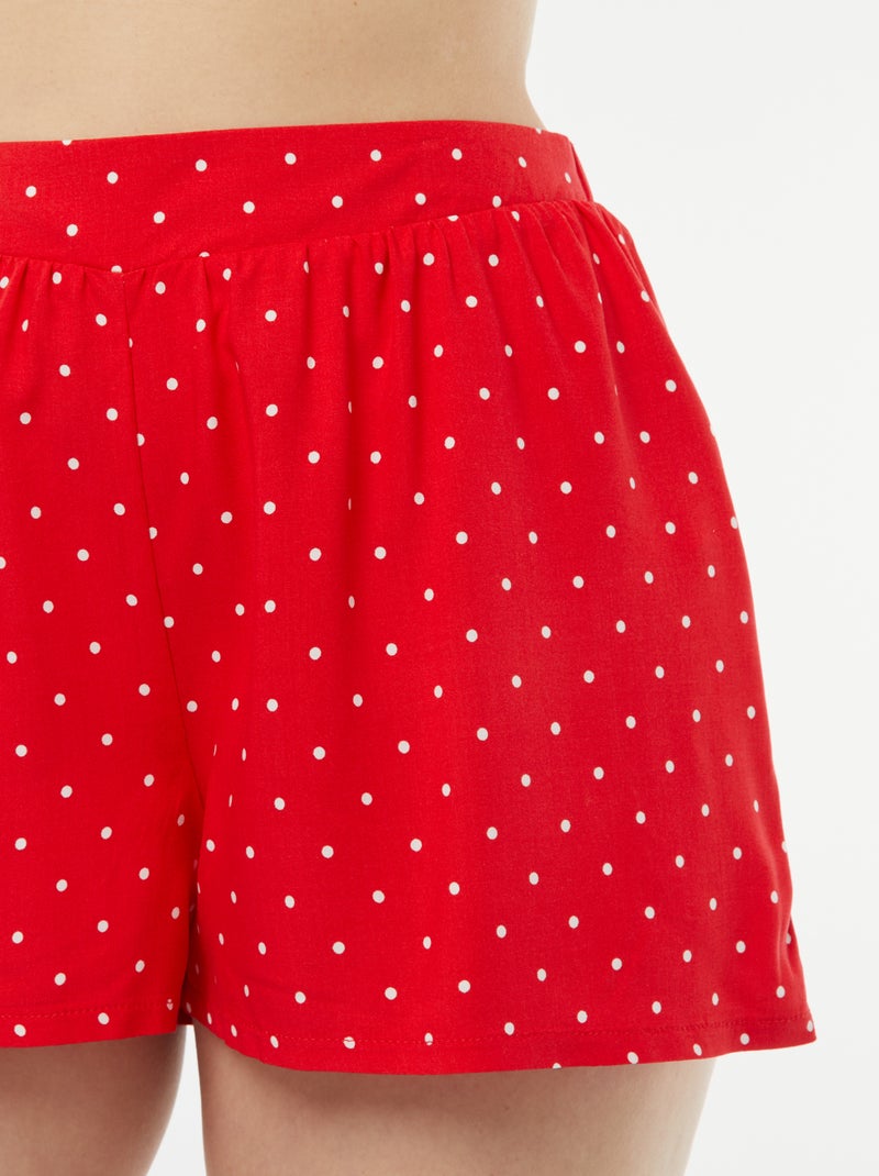 Pyjama short 2 pièces avec tee-shirt noué Rouge - Kiabi