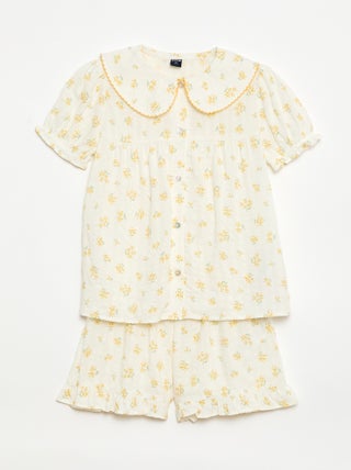 Pyjama short 2 pièces avec volants