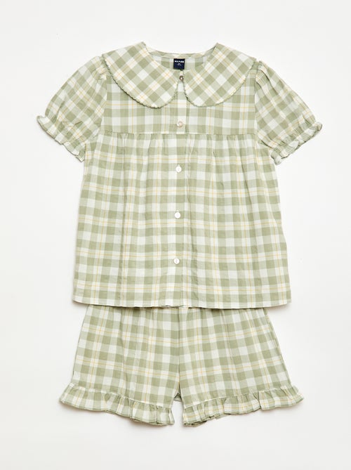 Pyjama short 2 pièces avec volants - Kiabi