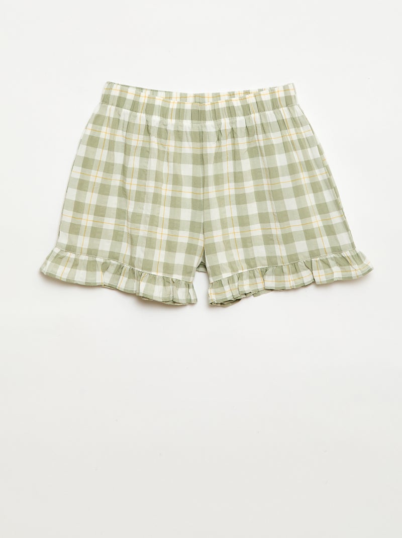 Pyjama short 2 pièces avec volants Vert - Kiabi