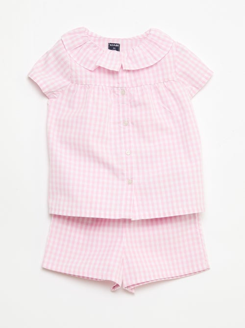 Pyjama short 2 pièces en coton - Kiabi