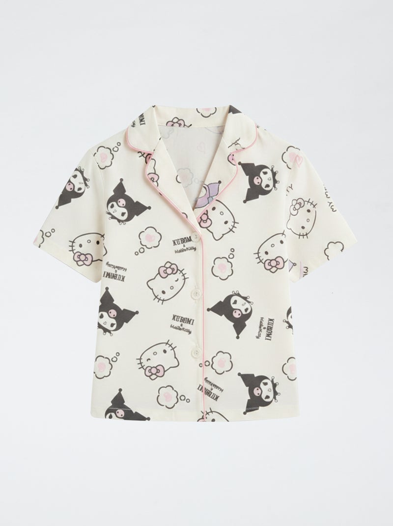Pyjama short 2 pièces en jersey de coton 'Hello Kitty' Violet - Kiabi