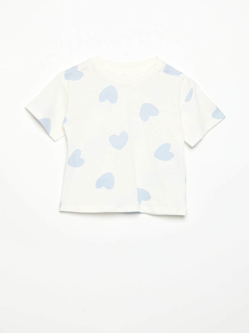 Pyjama short 2 pièces en jersey imprimé Blanc - Kiabi