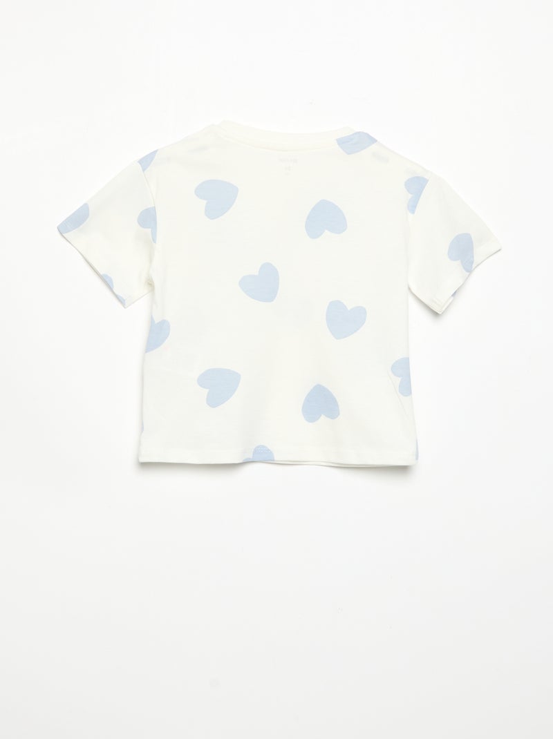 Pyjama short 2 pièces en jersey imprimé Blanc - Kiabi