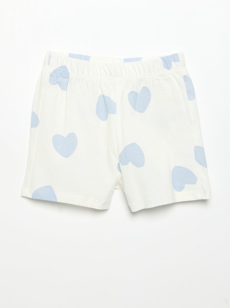 Pyjama short 2 pièces en jersey imprimé Blanc - Kiabi