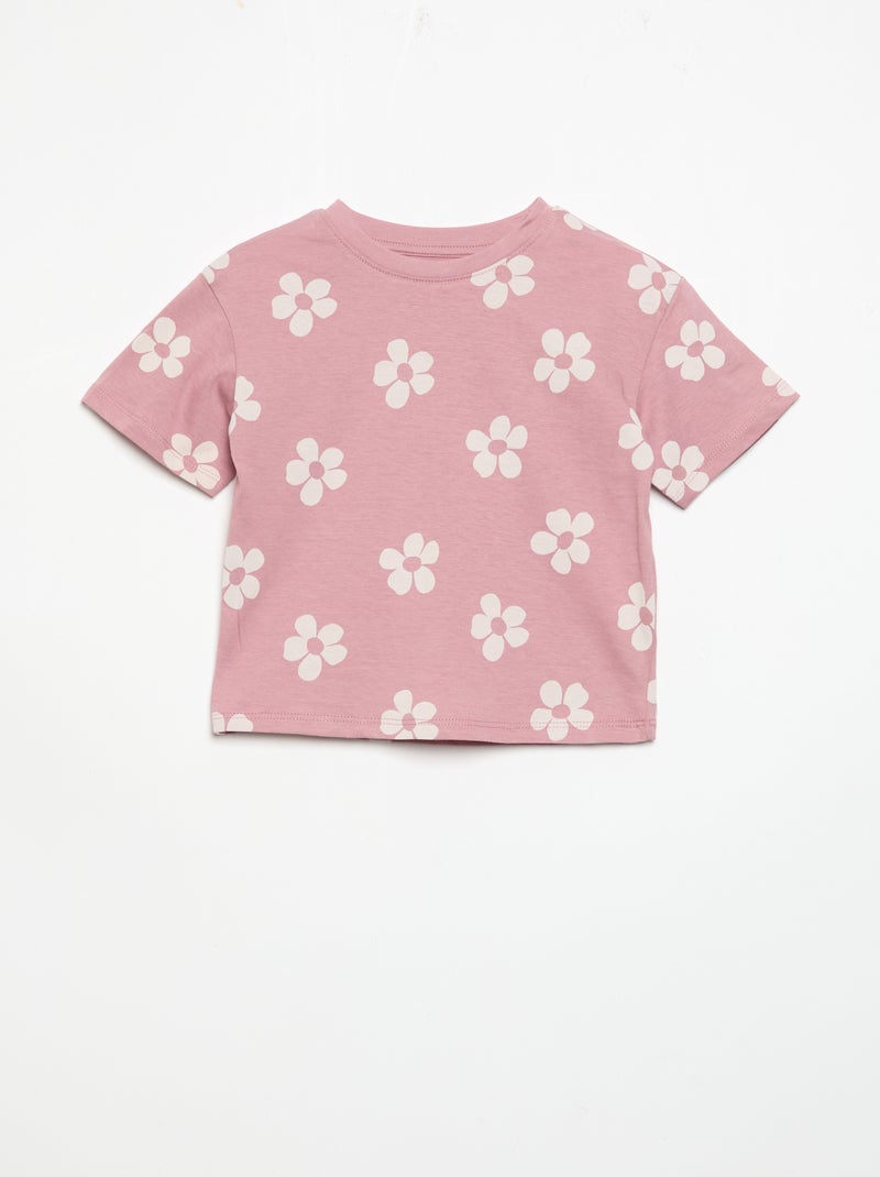 Pyjama short 2 pièces en jersey imprimé Rose - Kiabi