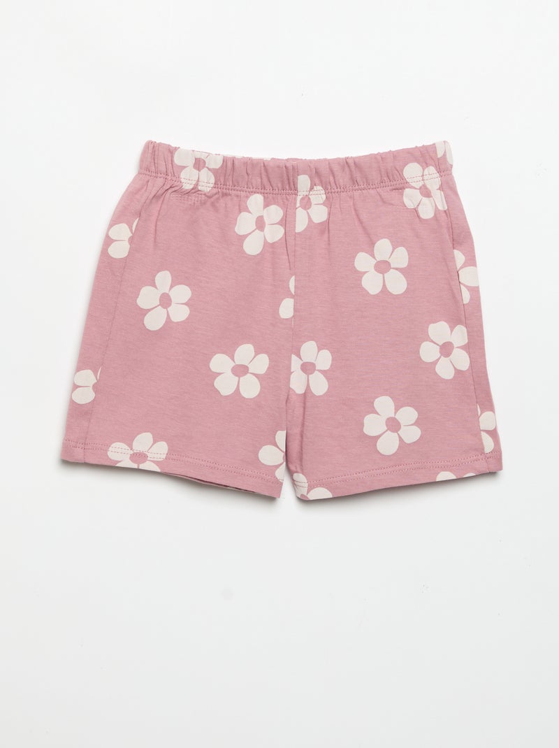 Pyjama short 2 pièces en jersey imprimé Rose - Kiabi