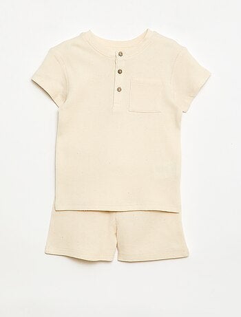 Pyjama short 2 pièces en maille côtelée