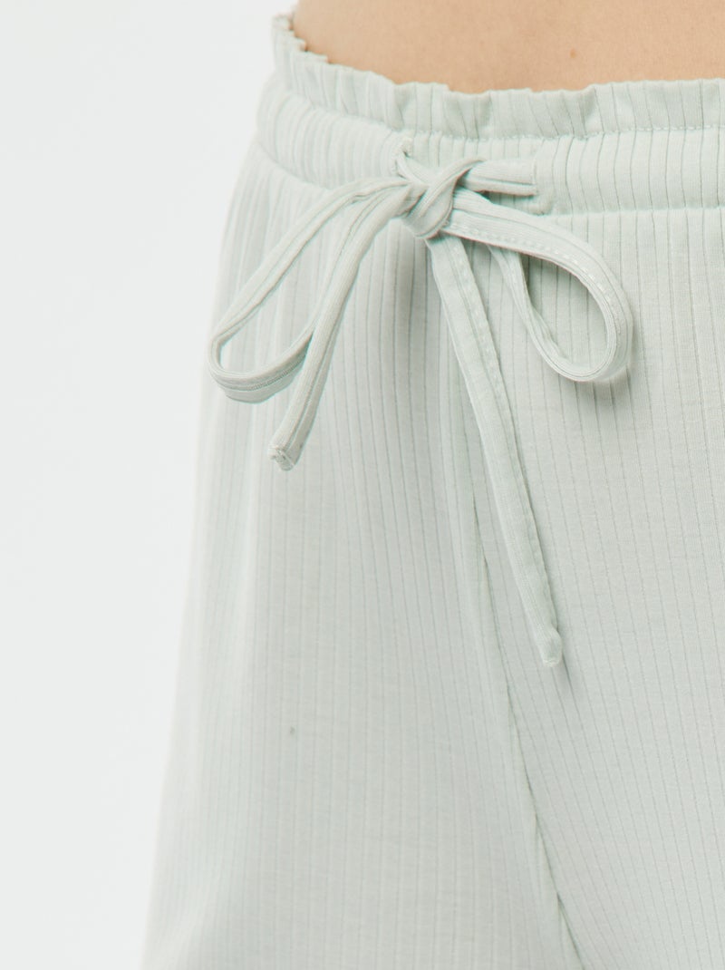 Pyjama short 2 pièces en maille côtelée Bleu ciel - Kiabi