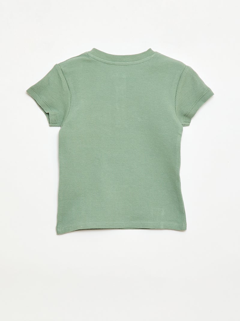 Pyjama short 2 pièces en maille côtelée Vert - Kiabi