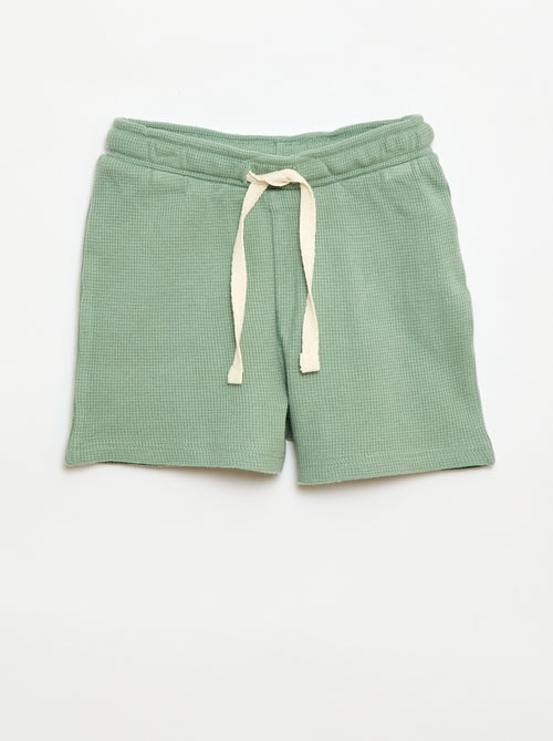 Pyjama short 2 pièces en maille côtelée - Kiabi
