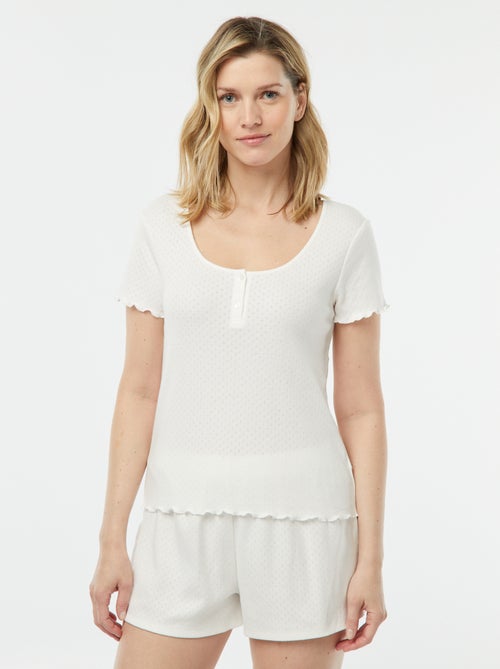 Pyjama short 2 pièces en maille pointelle - Kiabi