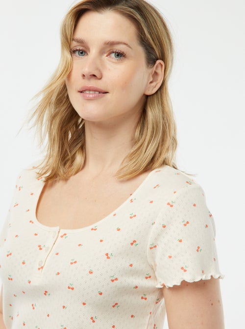 Pyjama short 2 pièces en maille pointelle - Kiabi