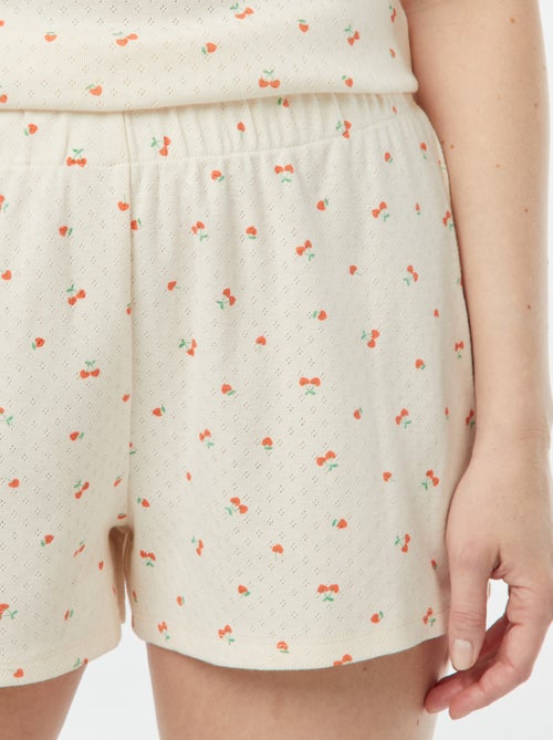 Pyjama short 2 pièces en maille pointelle - Kiabi