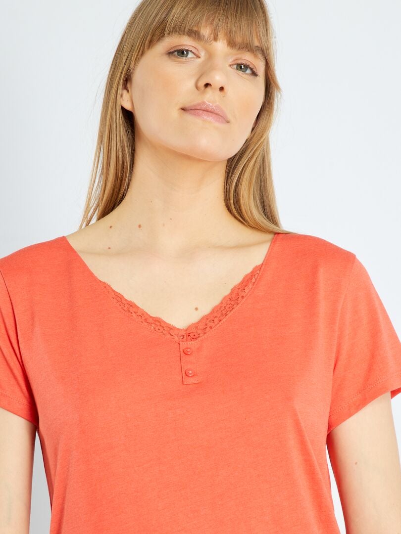 Pyjama short avec imprimé Orange/blanc - Kiabi