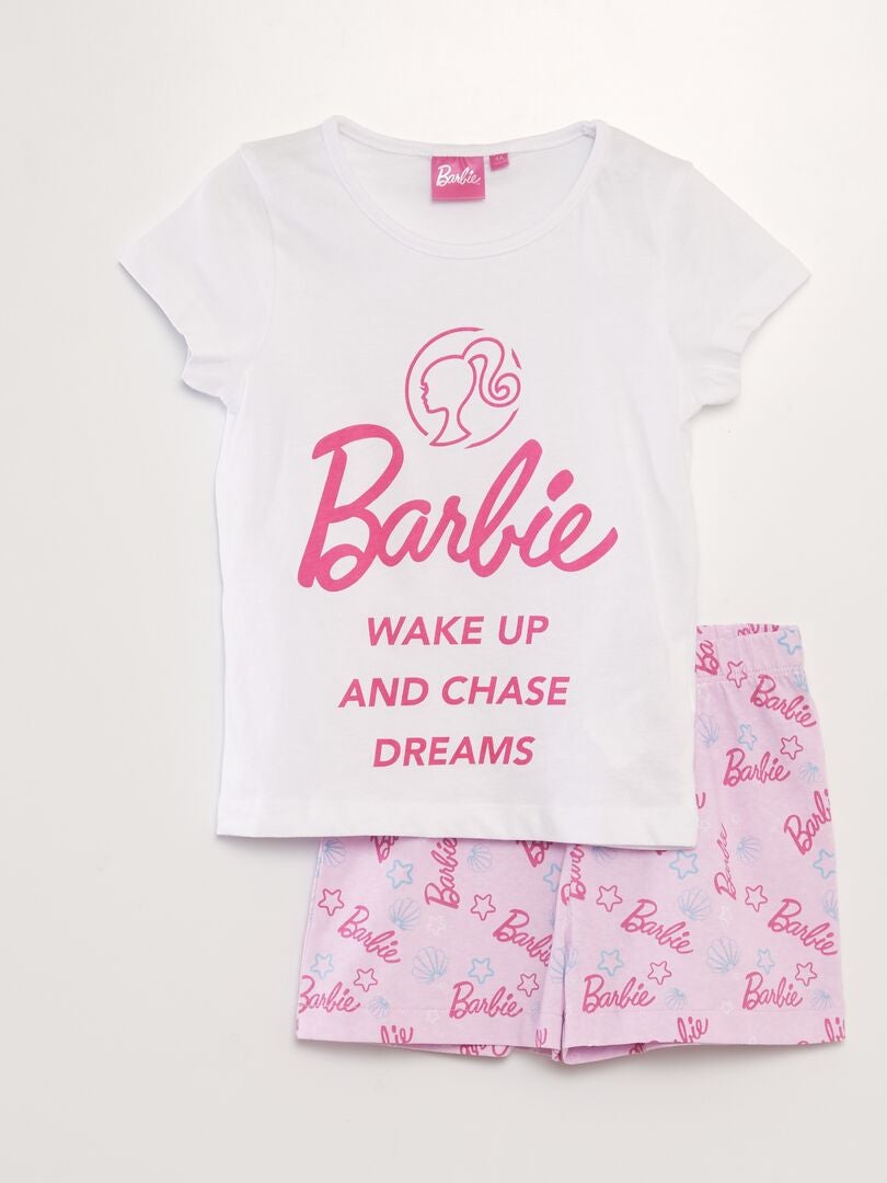 Pyjama short 'Barbie' - 2 pièces blanc/rose - Kiabi