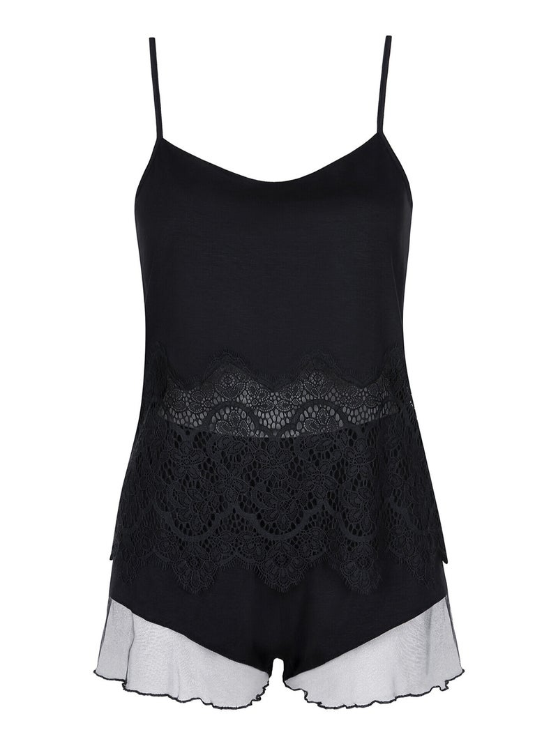 Pyjama short caraco Diva Noir - Kiabi