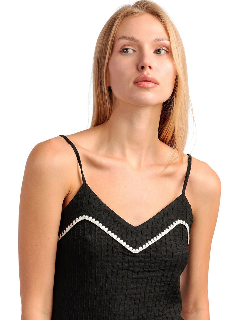 Pyjama short caraco stitching Noir - Kiabi