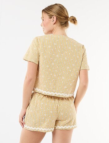 Pyjama short carreaux vichy 2 pièces