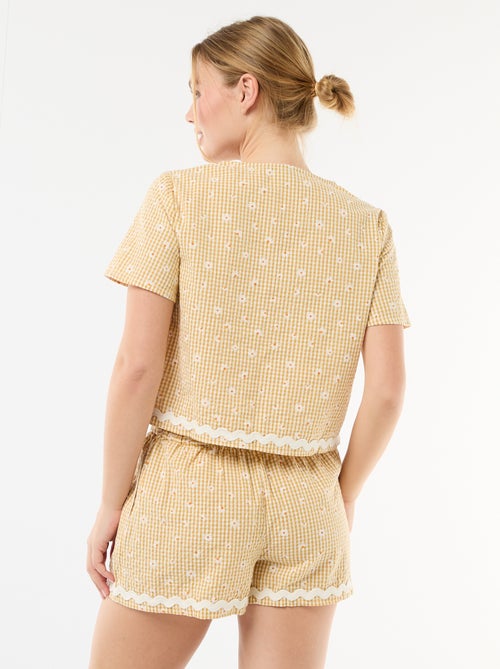 Pyjama short carreaux vichy 2 pièces - Kiabi