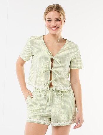 Pyjama short carreaux vichy 2 pièces