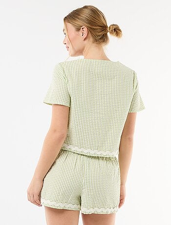 Pyjama short carreaux vichy 2 pièces