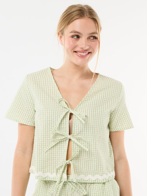 Pyjama short carreaux vichy 2 pièces - Kiabi