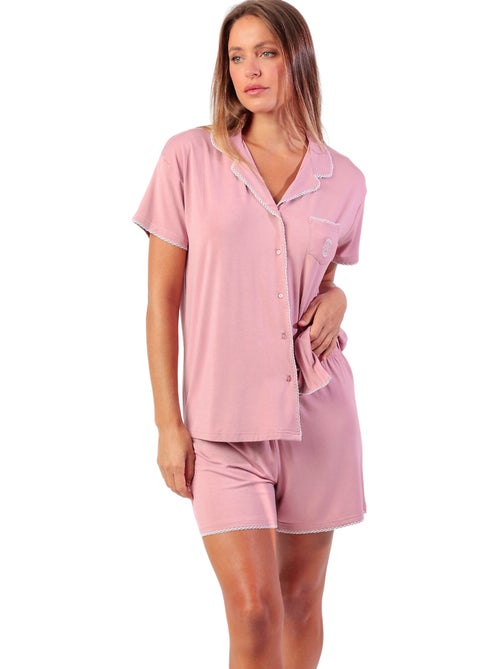 Pyjama short chemise manches courtes Classic Summer - Kiabi